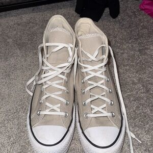 Tan High-Top Platform Converse